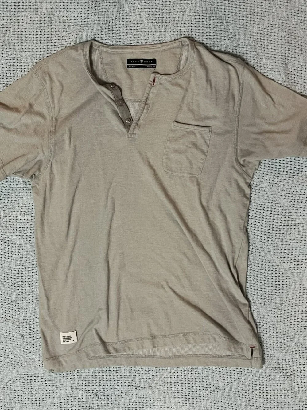 Five Four Short Sleeve Three Botton Henley Shirt - Large